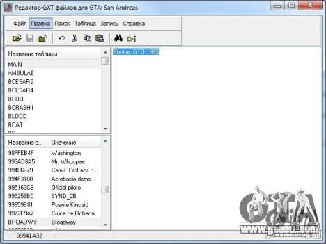 Educational article on how to use the program GXT Editor 1.2 for GTA San Andreas