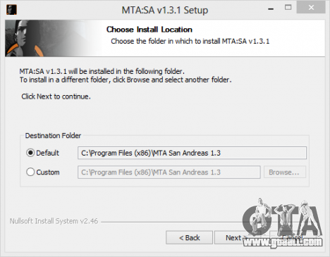 Select installation directory MTA San Andreas
