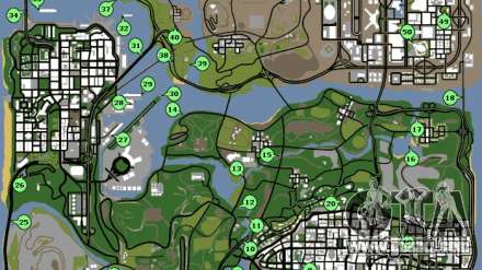 Map of oysters for GTA San Andreas