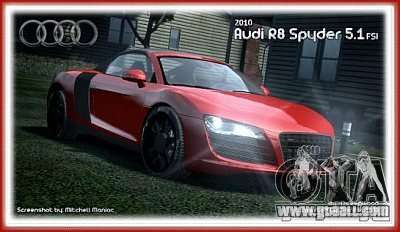Audi R8 Spyder 2010 v 2.0 for GTA 4