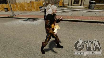 Fire in the hands of Geralt for GTA 4