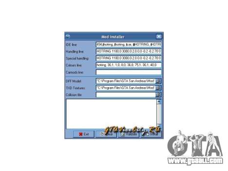 GTA Garage Mod Manager version 1.7 (270805) for GTA San Andreas