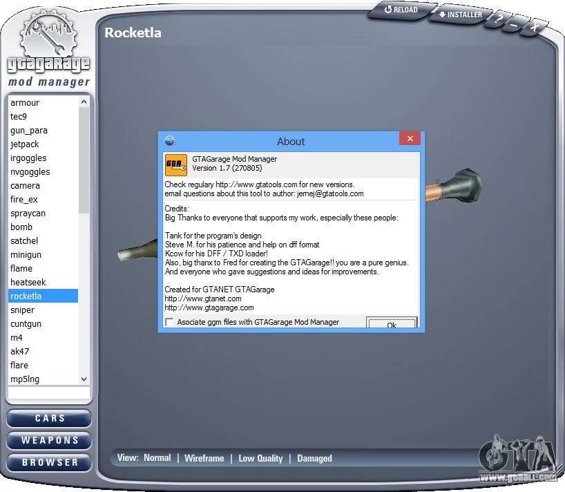 GTA Garage Mod Manager version 1.7 (270805) for GTA San ...