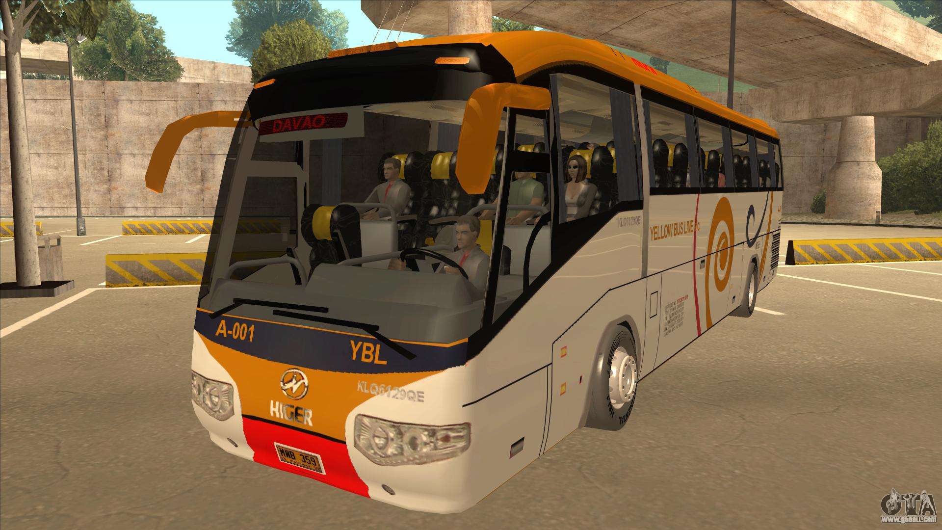 Higer KLQ6129QE  Yellow Bus Line A001 for GTA San Andreas