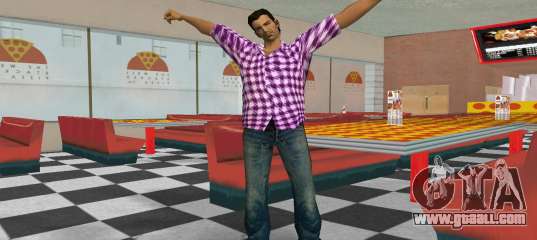 Kockas polo - rozsaszin T-Shirt for GTA Vice City