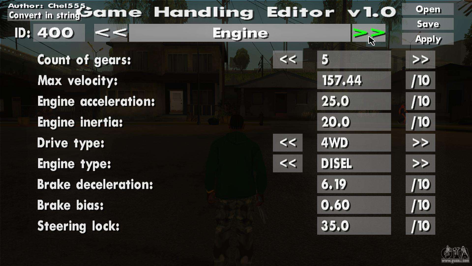 Game Handling Editor v1.0 for GTA San Andreas