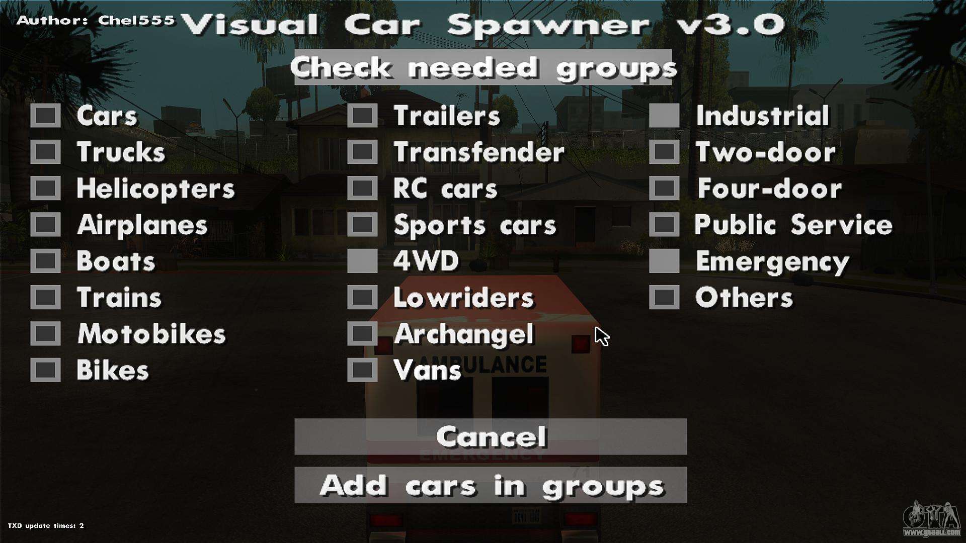 gta san andreas car spawner