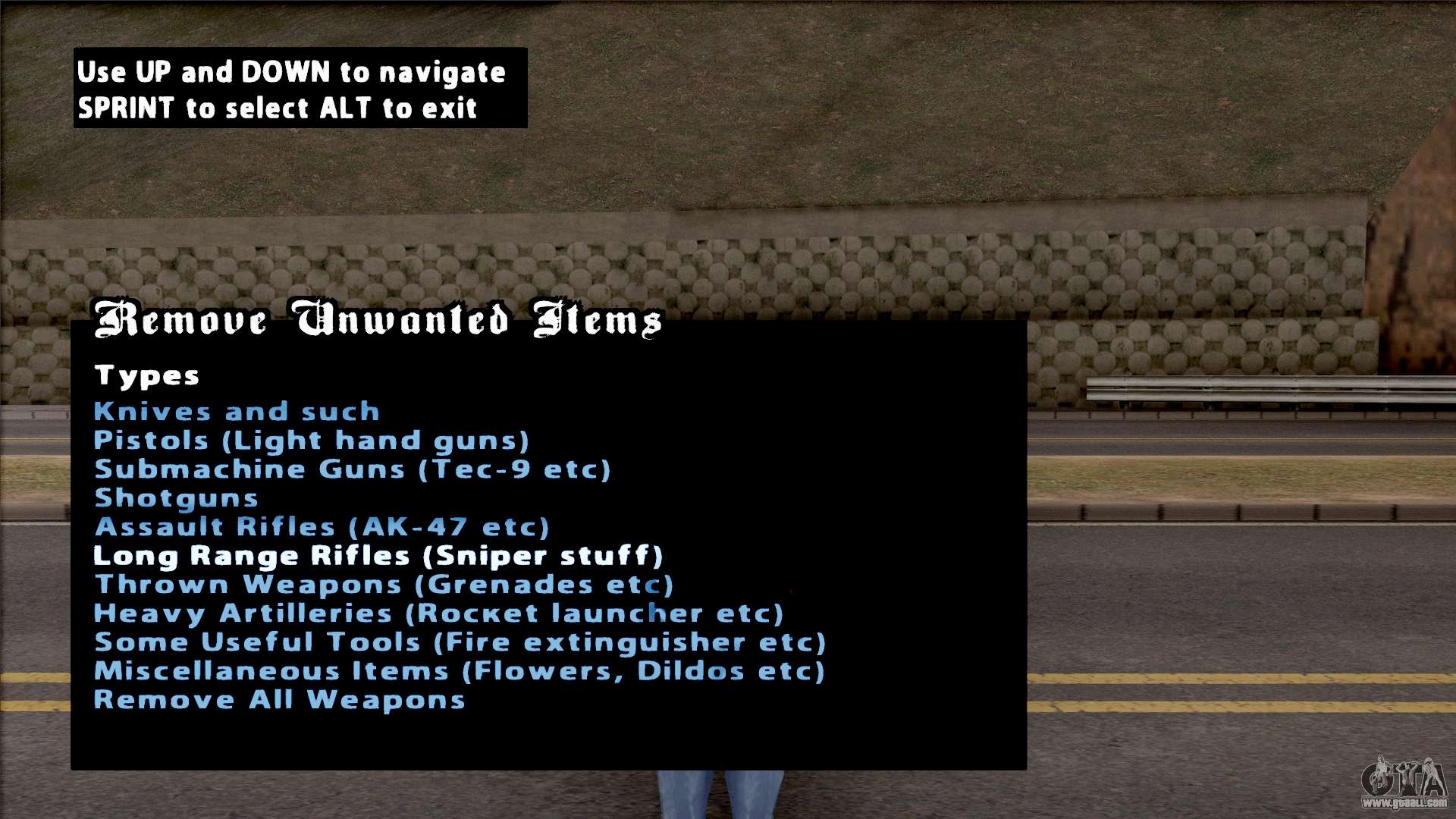 GTA San Andreas Menu Weapons v2 for Android Mod 