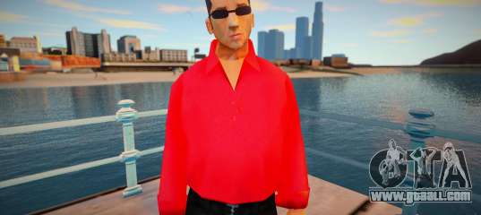 Vuzy in a red shirt