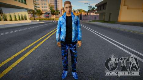 White gangster in a blue winter jacket for GTA San Andreas