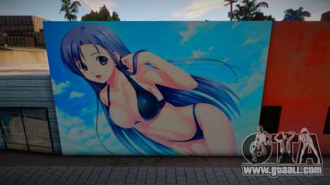 Hot Anime Girl Blue Hair Mural for GTA San Andreas