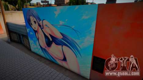 Hot Anime Girl Blue Hair Mural for GTA San Andreas