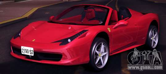 Ferrari 458 Spider (TW Plate) for GTA Vice City