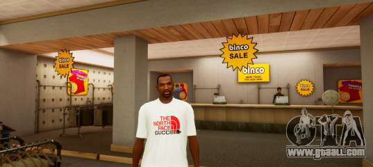 Realistic TNF Gucci Cat Tshirt White for GTA San Andreas Definitive Edition